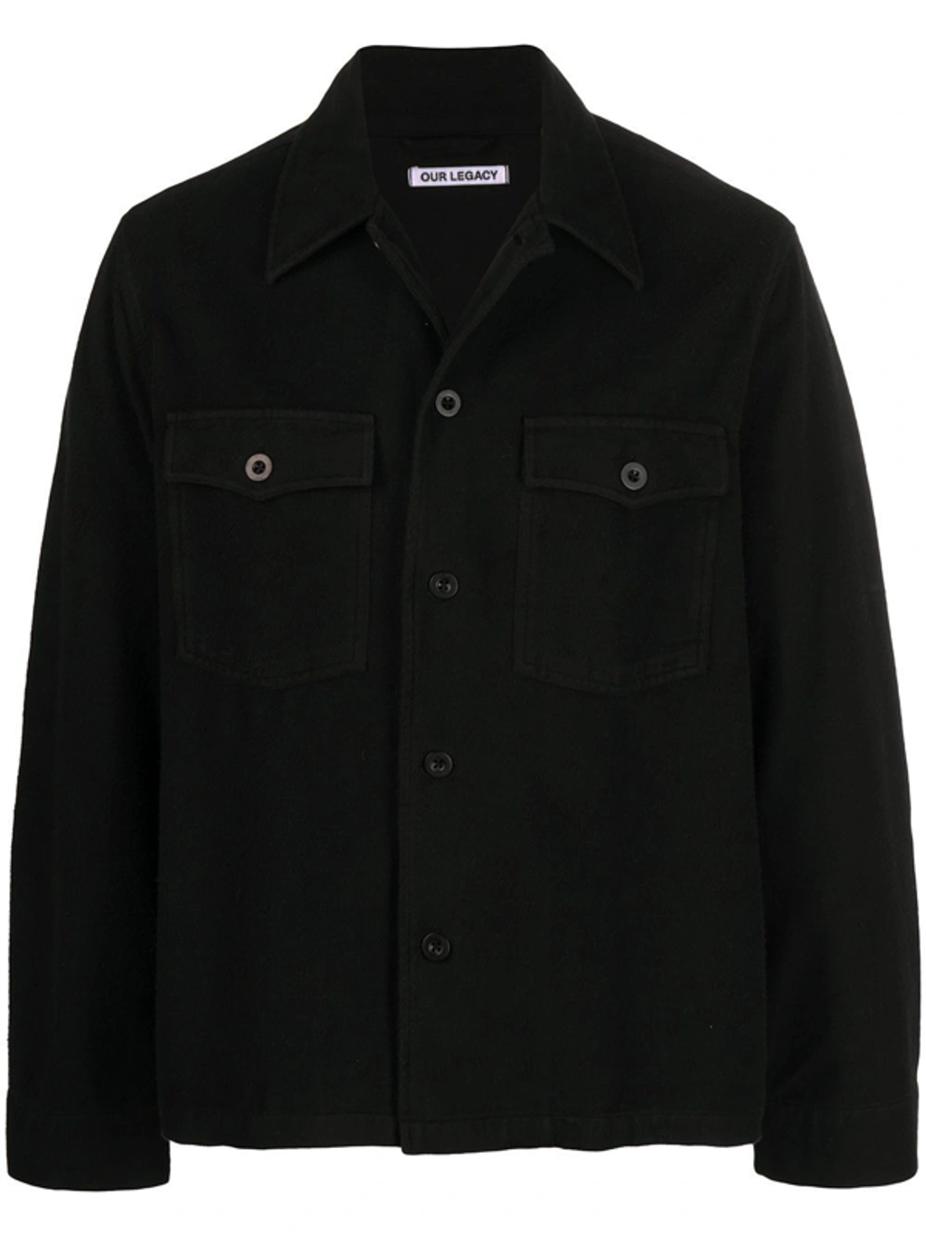Our Legacy Black Evening Coach Jacket In Black Brushed Cotton