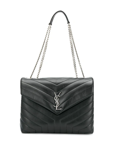 Shop Saint Laurent Medium Loulou Quilted Shoulder Bag In Black