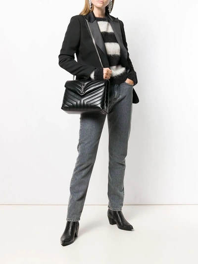 Shop Saint Laurent Medium Loulou Quilted Shoulder Bag In Black