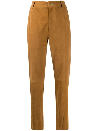 Forte Forte High-waisted Cropped Trousers In Brown