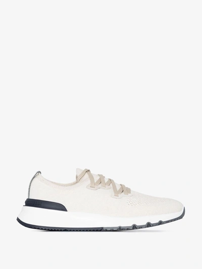 Shop Brunello Cucinelli Sneakers With Perforated Detail In White
