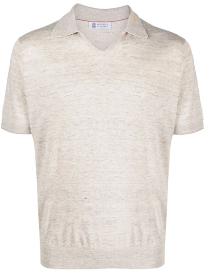 Shop Brunello Cucinelli V-neck Polo Shirt In Grey