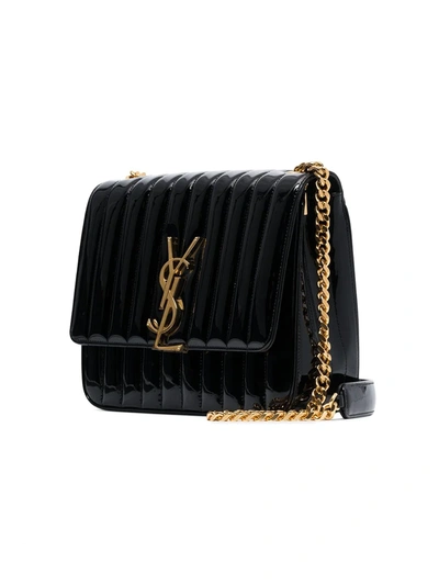 Shop Saint Laurent Medium Vicky Quilted Shoulder Bag In Black