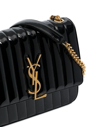 Shop Saint Laurent Medium Vicky Quilted Shoulder Bag In Black