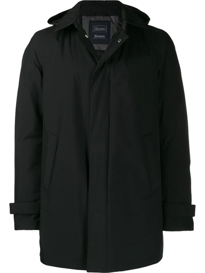 Shop Herno Detachable Hooded Coat In Black