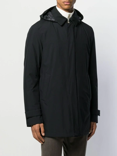 Shop Herno Detachable Hooded Coat In Black