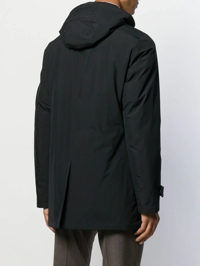 Shop Herno Detachable Hooded Coat In Black