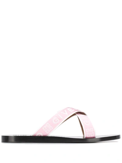 Givenchy Women's Crisscross Logo Sandals In Black/ Pink | ModeSens
