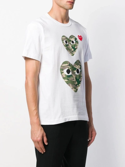 Shop Comme Des Garçons Play Camouflage Heart T-shirt In White