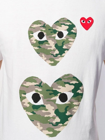 Shop Comme Des Garçons Play Camouflage Heart T-shirt In White