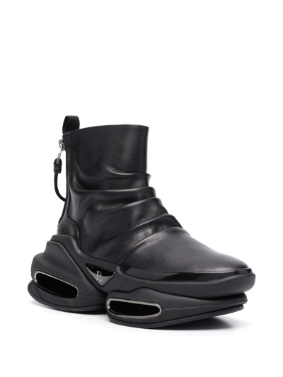 Balmain Ruched Chunky Boots In Schwarz