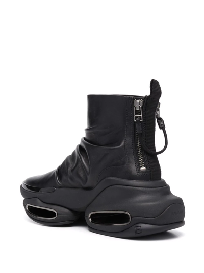 Balmain Ruched Chunky Boots In Schwarz