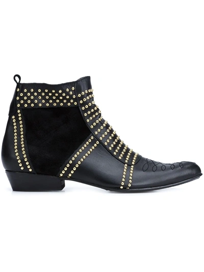 Shop Anine Bing Charlie Stud-embellished Leather Boots In Black