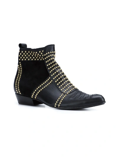 Shop Anine Bing Charlie Stud-embellished Leather Boots In Black