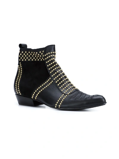 Anine Bing Women's Charlie Studded Leather & Suede Booties In Black