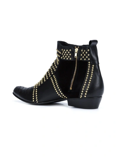 Shop Anine Bing Charlie Stud-embellished Leather Boots In Black