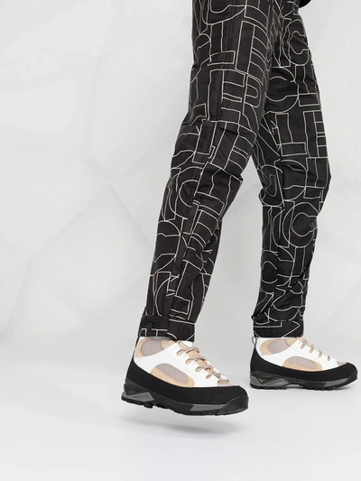 Shop Moncler Monogram Logo Straight Leg Trousers In Grey