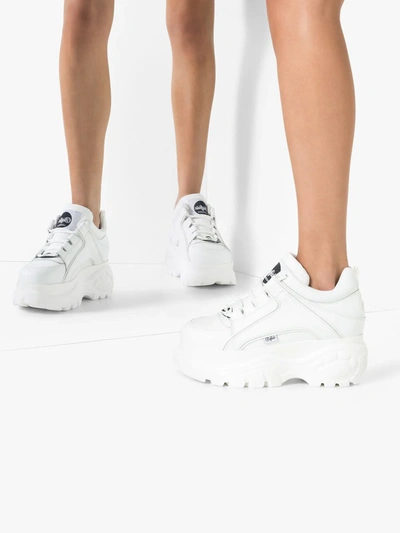 white 60 patent leather platform sneakers