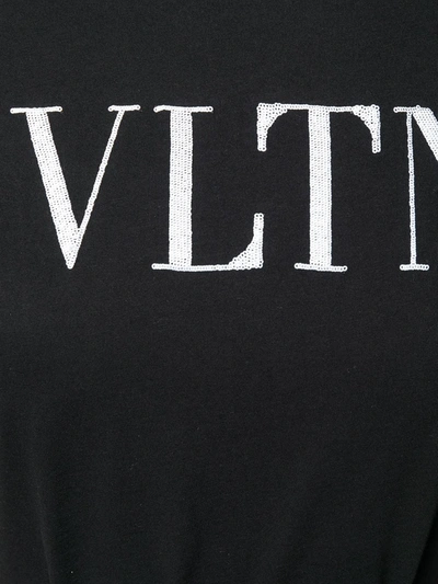 Shop Valentino Vltn Sequinned T-shirt In Black