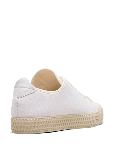 Shop Car Shoe Logo Lace-up Sneakers In White