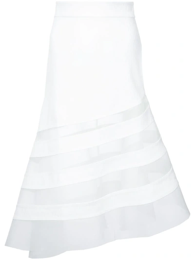 Shop Robert Wun Sheer Panel Skirt In White