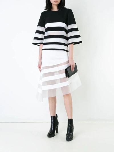 Shop Robert Wun Sheer Panel Skirt In White