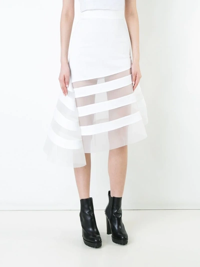 Shop Robert Wun Sheer Panel Skirt In White