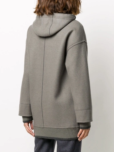 Shop Lorena Antoniazzi Hooded Sports Coat In Grey
