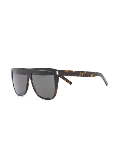 Shop Saint Laurent New Wave Sunglasses In Brown
