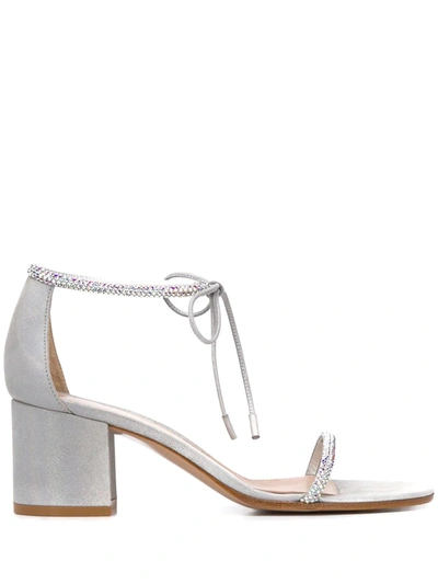 Shop Gianvito Rossi Embellished Mid-heel Sandals In Silver