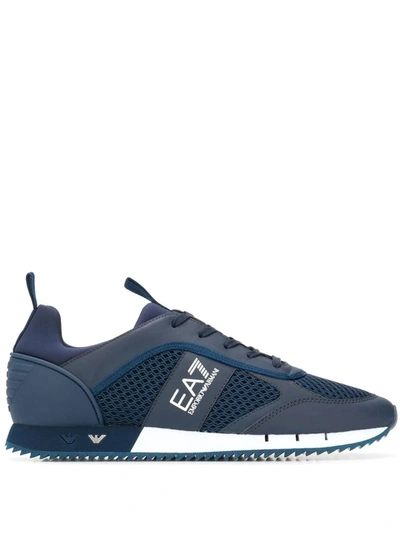 Shop Ea7 Side Logo Sneakers In Blue