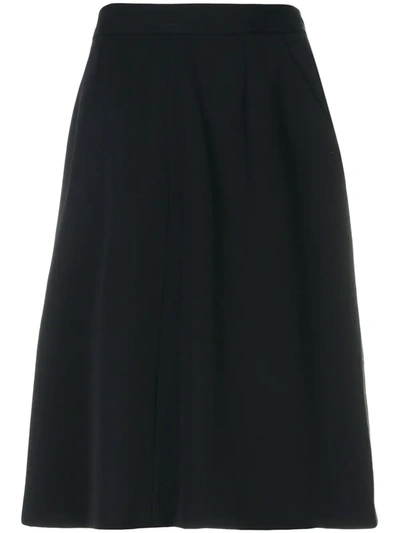 Pre-owned Saint Laurent High Rise Straight Skirt In Blue