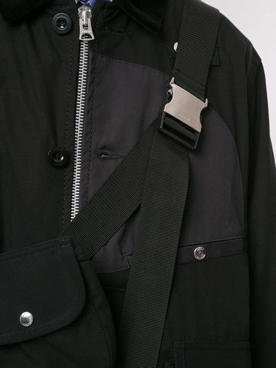 Shop Sacai Belt Bag Zip-up Jacket In Black