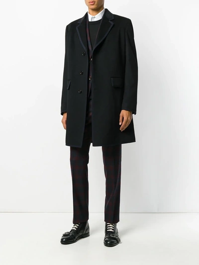 Shop Gucci Contrast Trim Single Breasted Coat In Black