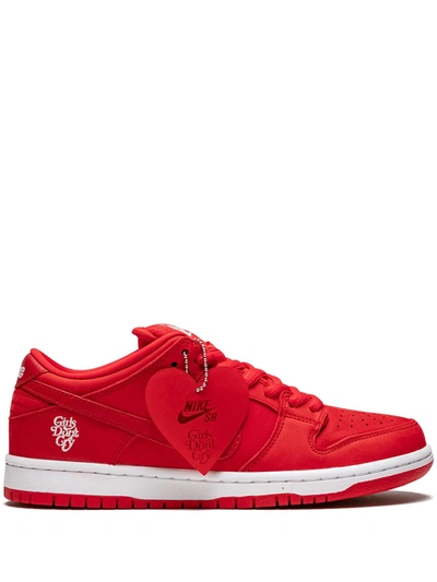 Shop Nike Sb Dunk Low Pro Qs Sneakers In Red