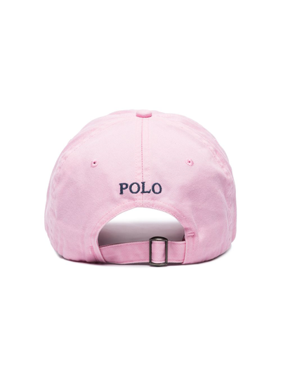 Polo Ralph Lauren Striped Cotton Blend Baseball Hat With Iconic Embroidery In Pink