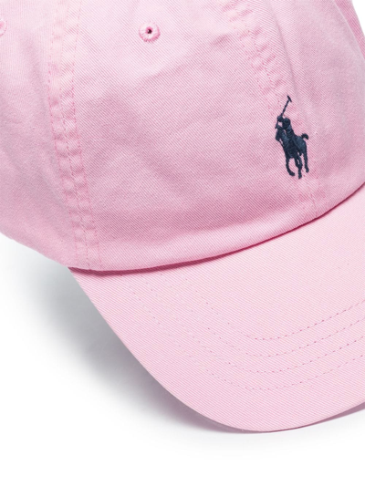 Polo Ralph Lauren Striped Cotton Blend Baseball Hat With Iconic Embroidery In Pink