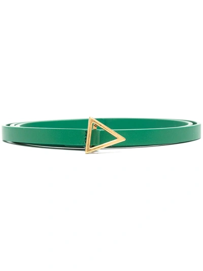 Shop Bottega Veneta Triangle Buckle Thin Belt In Green