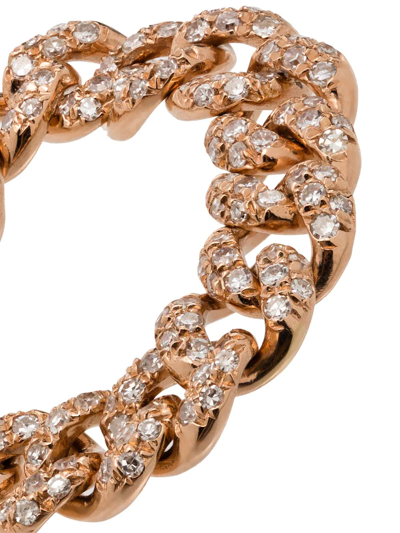 Shay 18k Rose Gold Mini Link Diamond Ring In Metallic