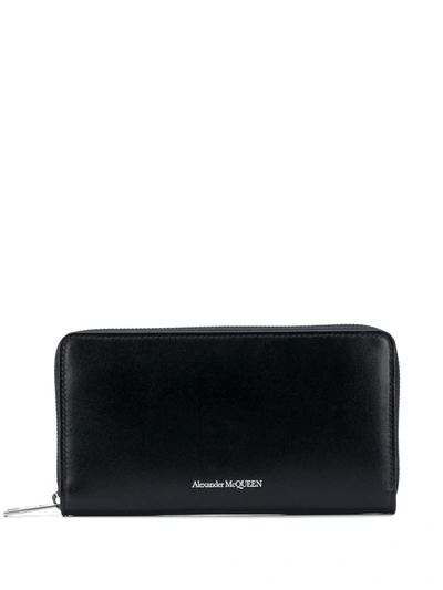 Shop Alexander Mcqueen Logo-print Leather Wallet In Black