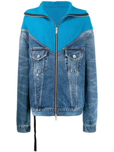 Shop Ben Taverniti Unravel Project Ribbed-panelled Denim Jacket In Blue