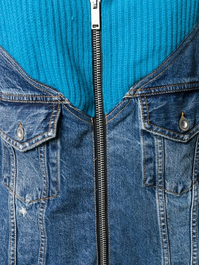 Shop Ben Taverniti Unravel Project Ribbed-panelled Denim Jacket In Blue