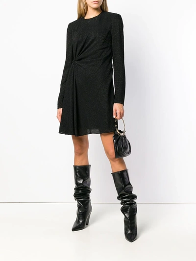 Shop Saint Laurent Gathered Glittered Dres In Black