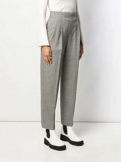 Msgm Micro Houndstooth High-waisted Trousers In Black