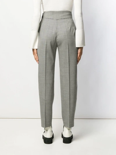 Shop Msgm Micro Houndstooth High-waisted Trousers In Black
