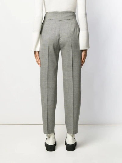 Msgm Micro Houndstooth High-waisted Trousers In Black