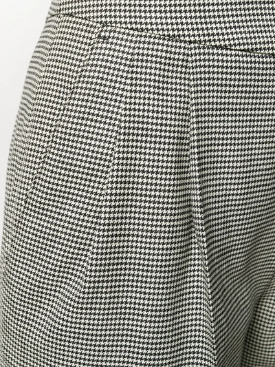 Msgm Micro Houndstooth High-waisted Trousers In Black