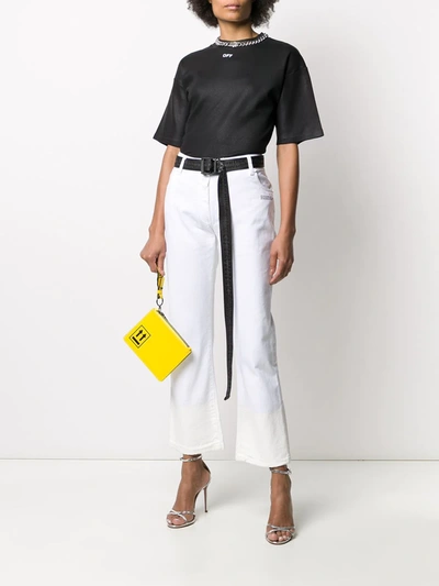 Off-white Contrast Hem Mid-rise Denim Jeans In White