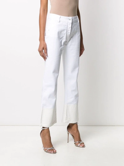 Off-white Contrast Hem Mid-rise Denim Jeans In White