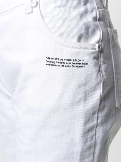 Off-white Contrast Hem Mid-rise Denim Jeans In White